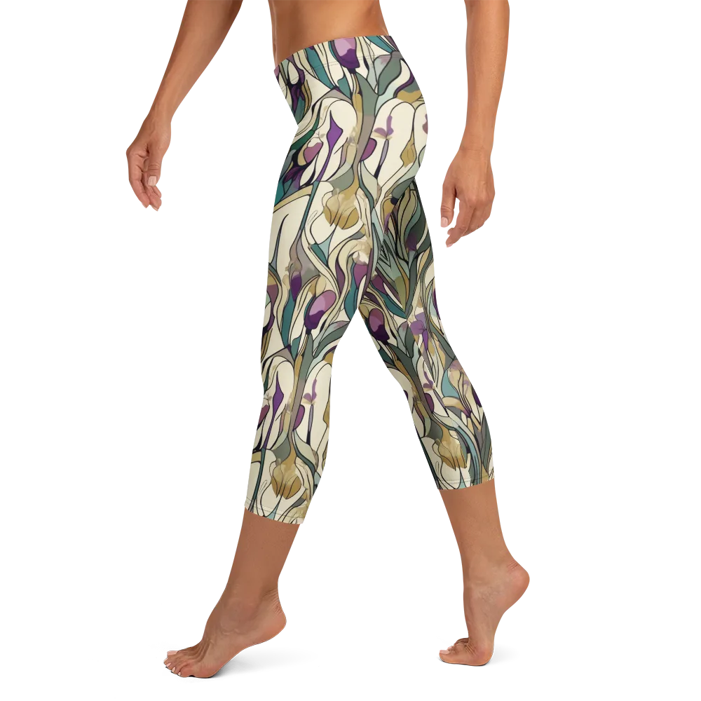 Iris Nocturne on Capri Leggings — Left