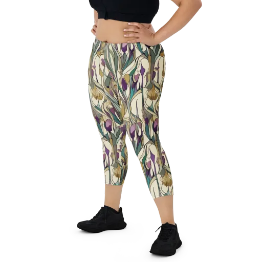 Iris Nocturne on a Capri Leggings