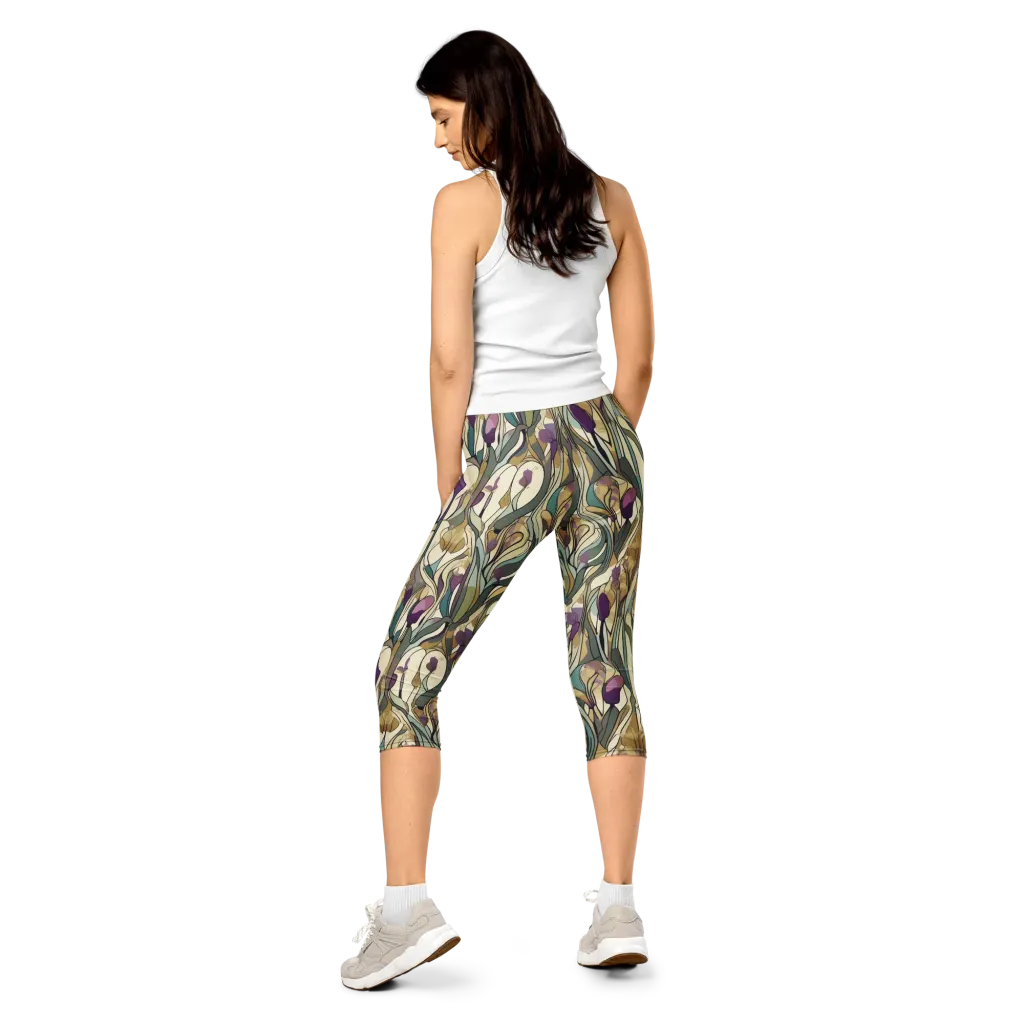 Iris Nocturne on Capri Leggings — Back