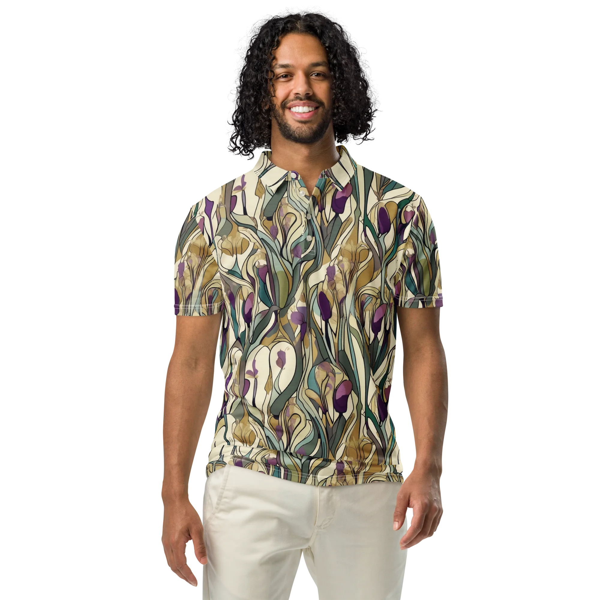 Iris Nocturne on Men's Slim Fit Polo Shirt — Front