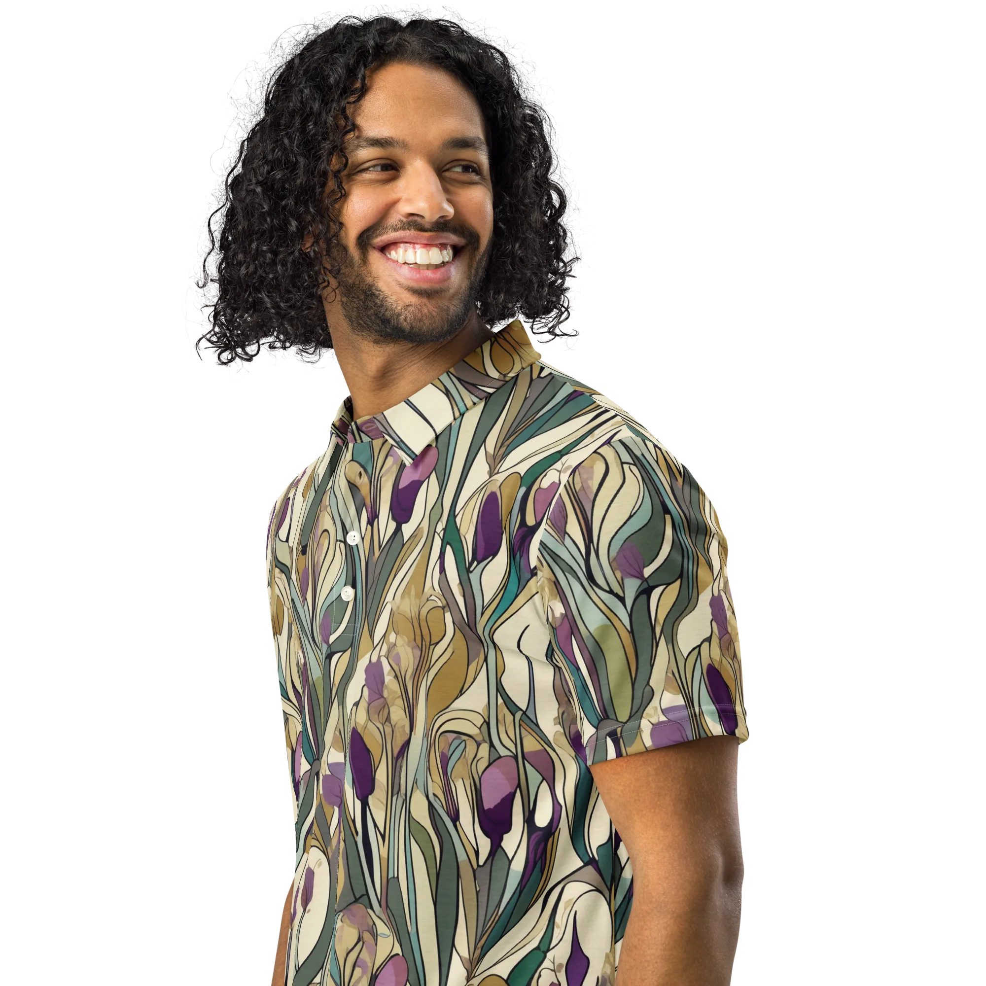 Iris Nocturne on Men's Slim Fit Polo Shirt — Left Front