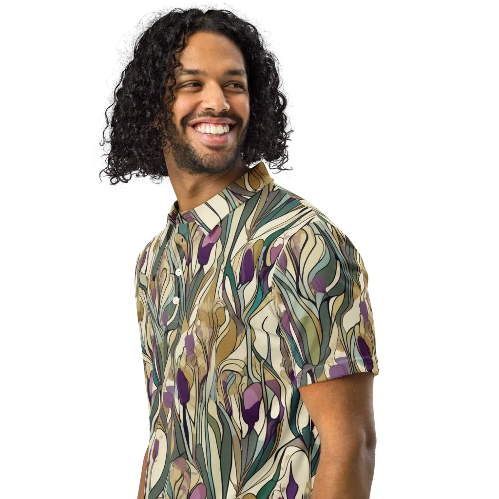 Iris Nocturne on Men's Slim Fit Polo Shirt — Left Front