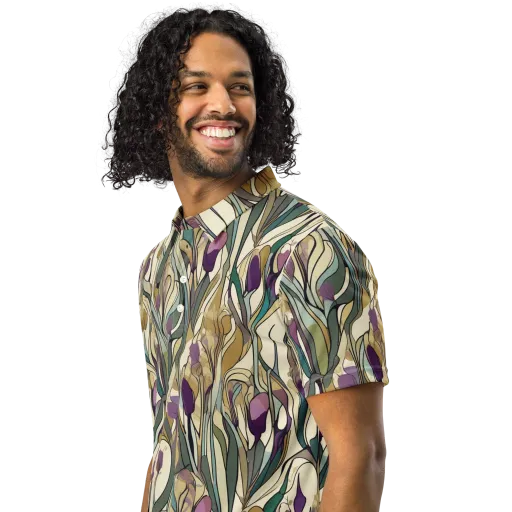 Iris Nocturne on a Men's Slim Fit Polo Shirt