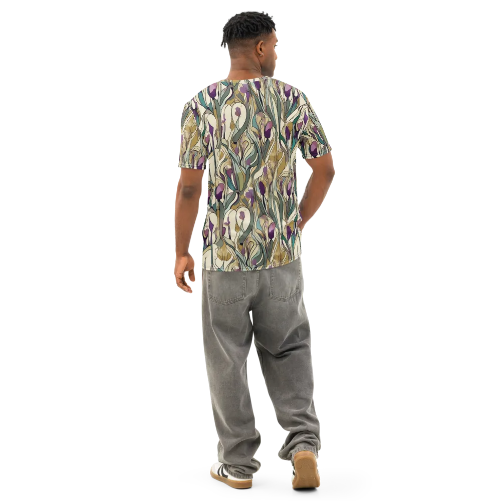 Iris Nocturne on Men's Cotton Crew Neck T-Shirt — Back