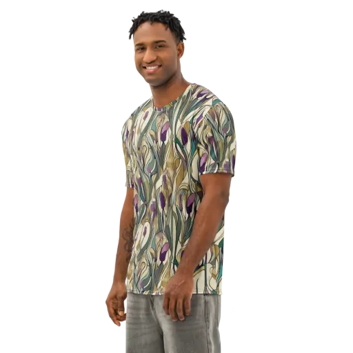 Iris Nocturne on a Men's Cotton Crew Neck T-Shirt