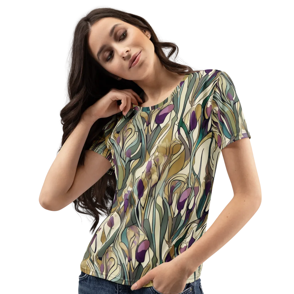 Iris Nocturne on Women's Crew Neck T-Shirt — Left Front