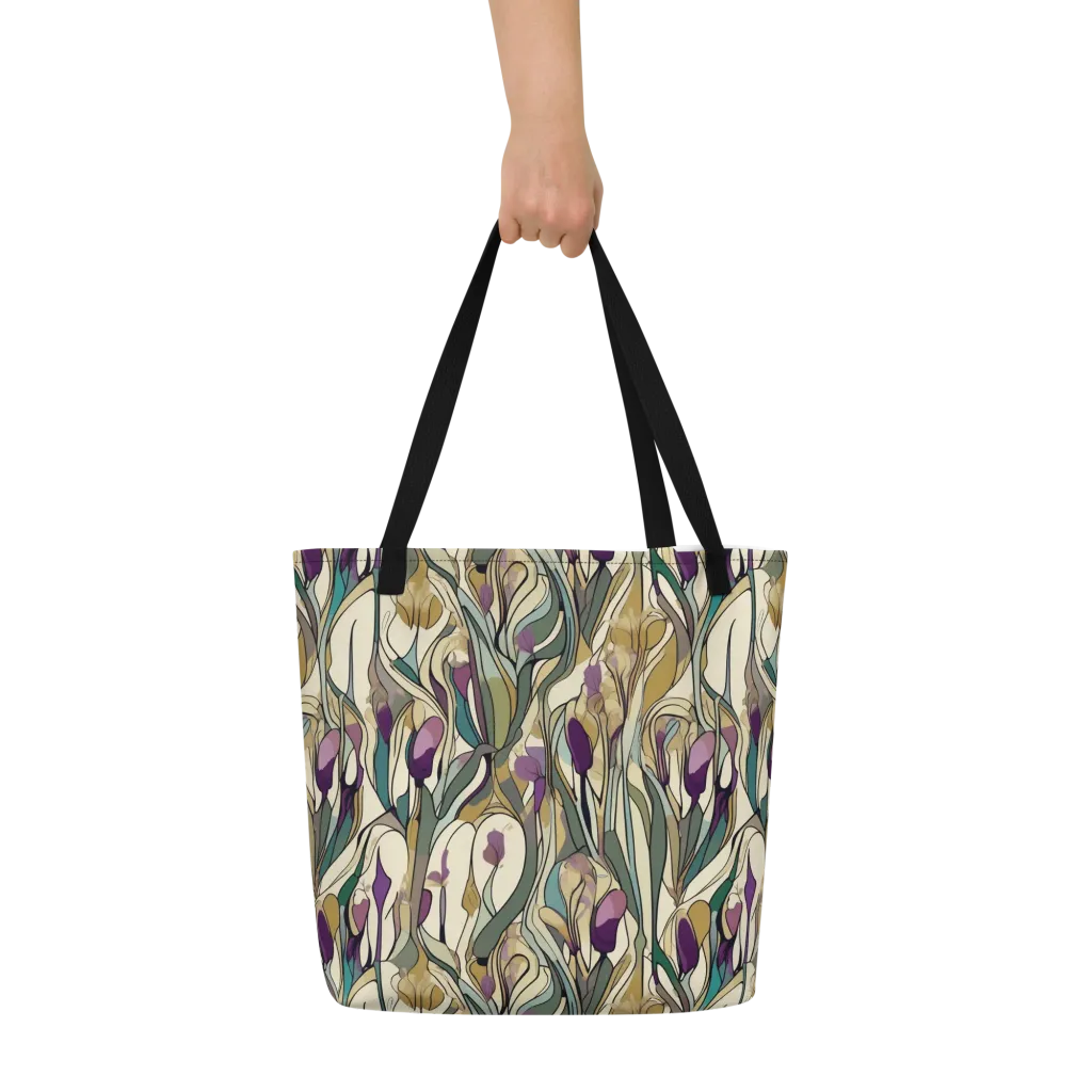 Iris Nocturne on Large Tote Bag W/ Pocket — Front