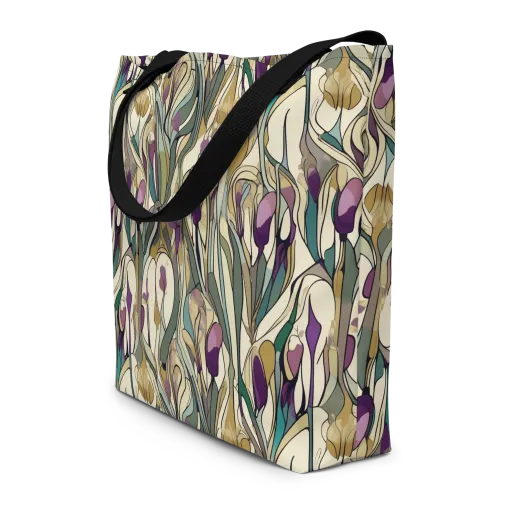 Iris Nocturne on a Large Tote Bag W/ Pocket