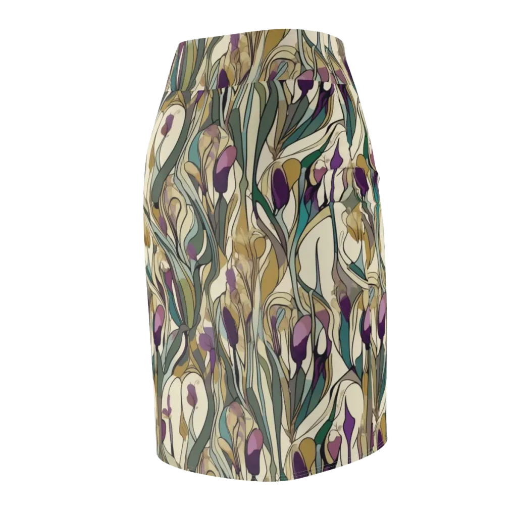 Iris Nocturne on Pencil Skirt — Back Side