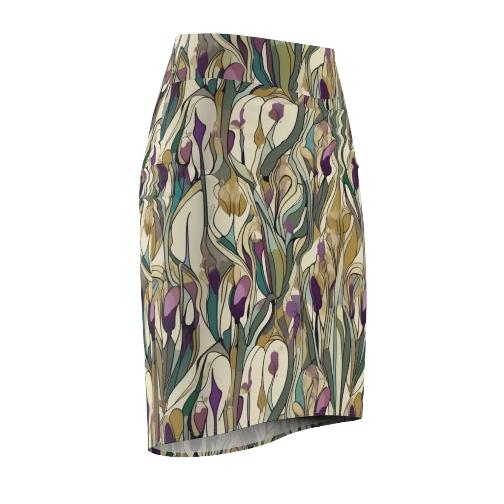 Iris Nocturne on Pencil Skirt — Front Side