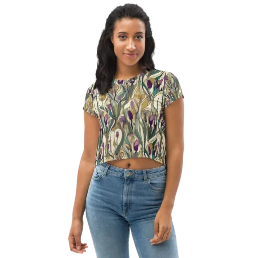 Iris Nocturne on a Crop Tee