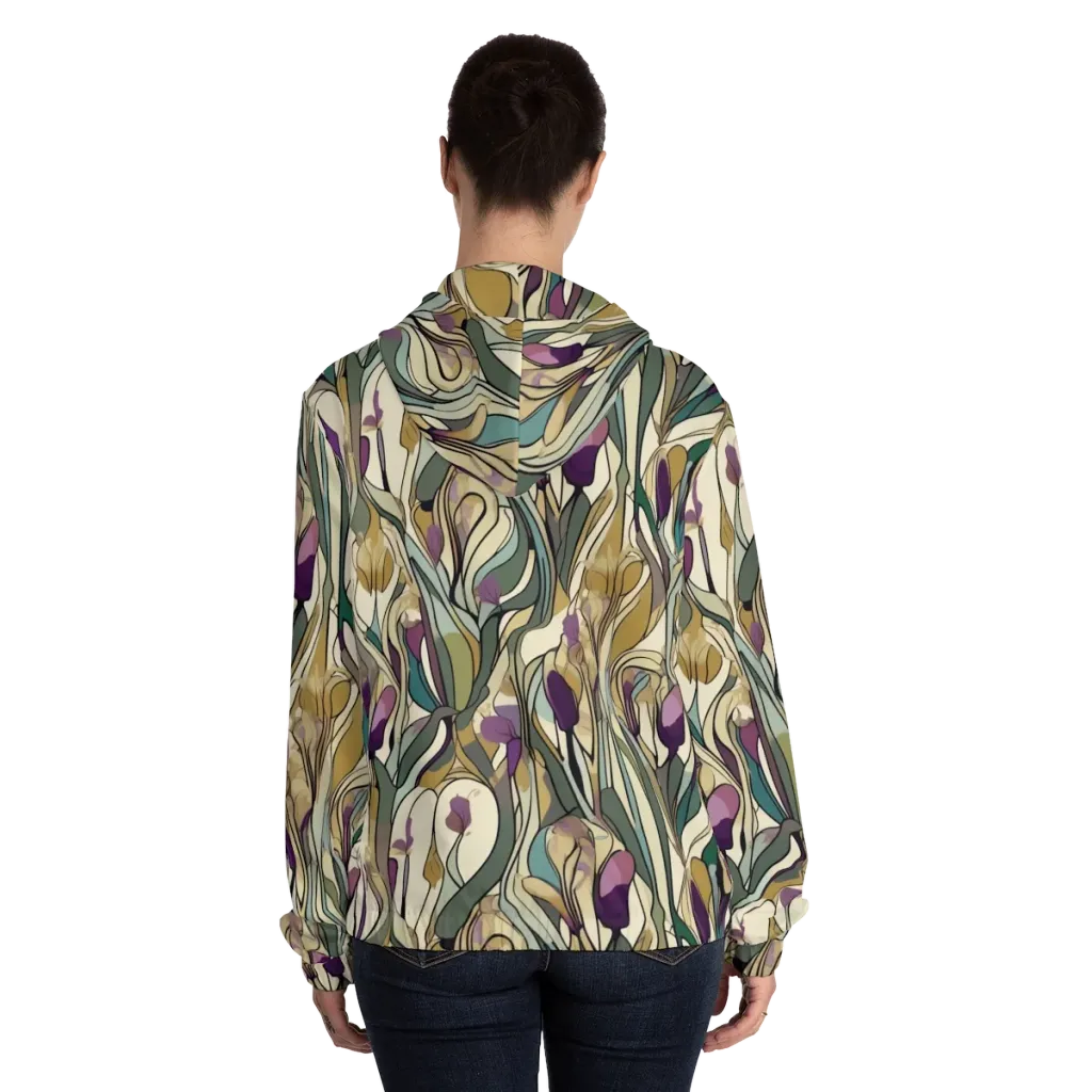 Iris Nocturne on Women's Full-Zip Hoodie — Back On Person