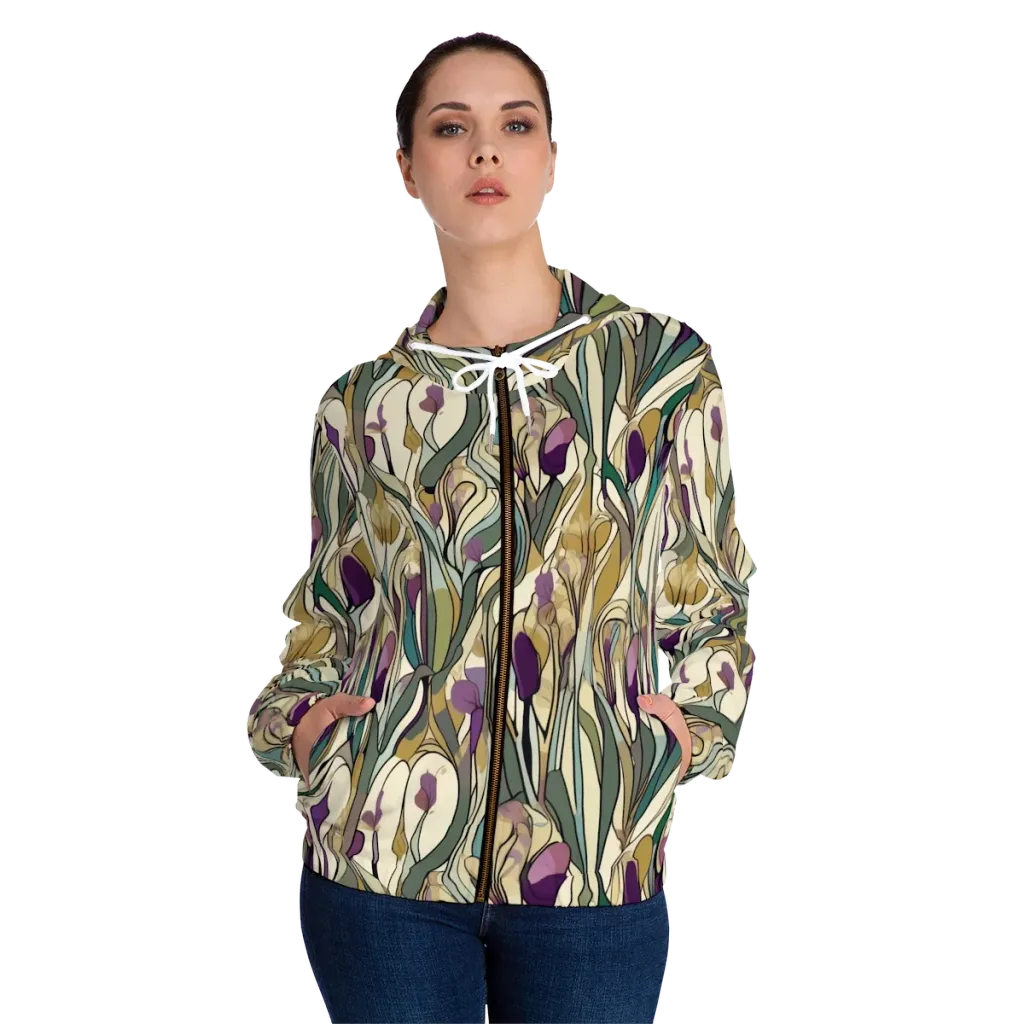 Iris Nocturne on Women's Full-Zip Hoodie — Front On Person