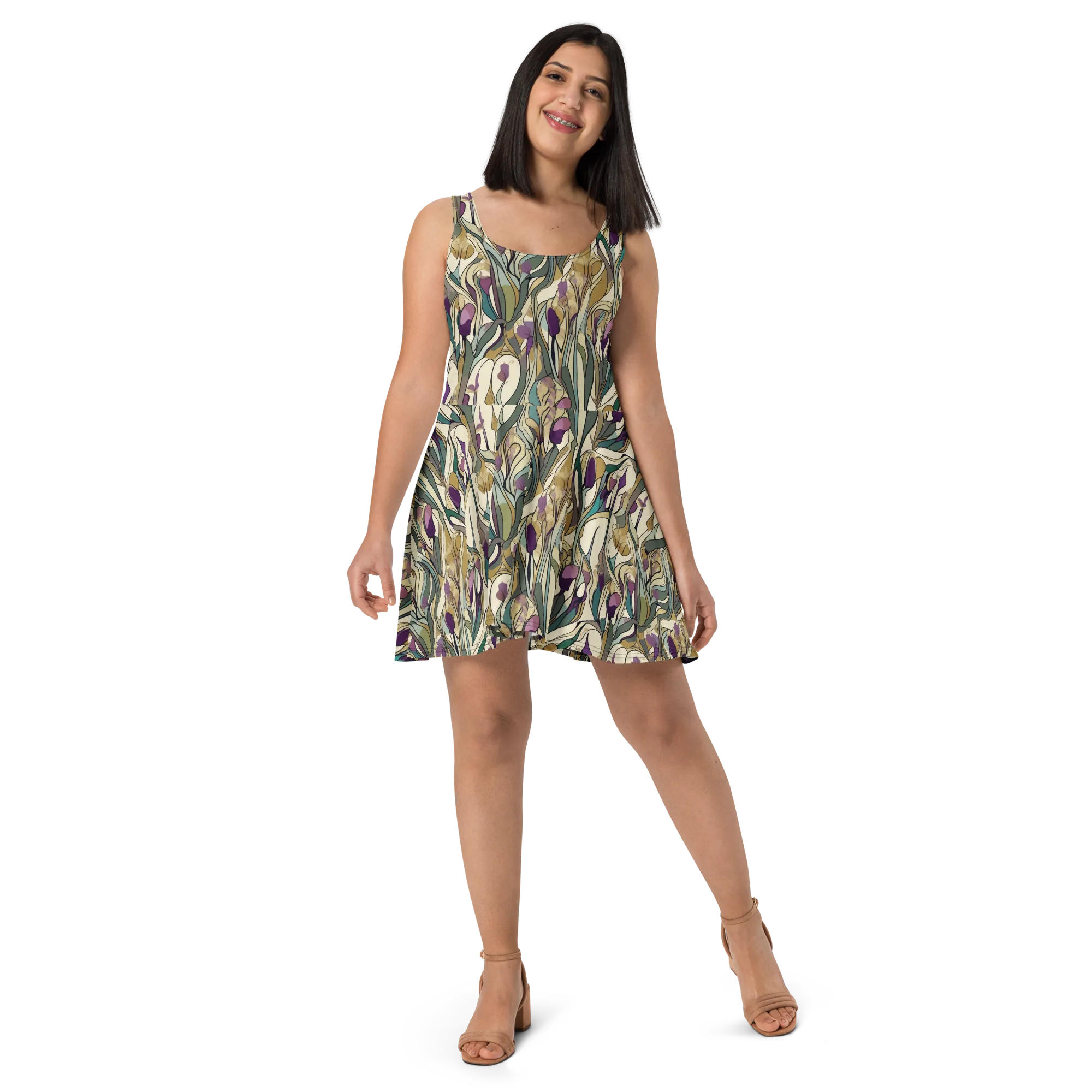 Iris Nocturne on Skater Dress — Front
