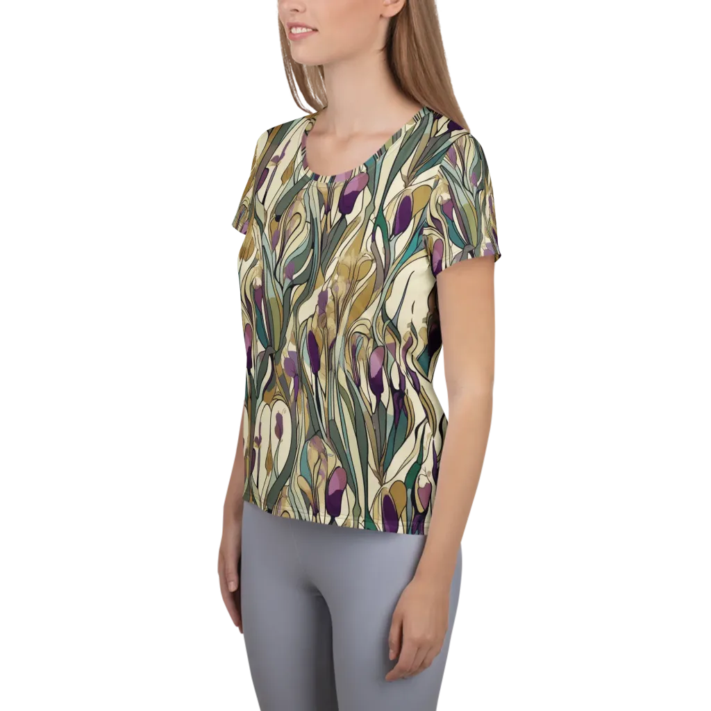 Iris Nocturne on Women's Athletic T-Shirt — Left