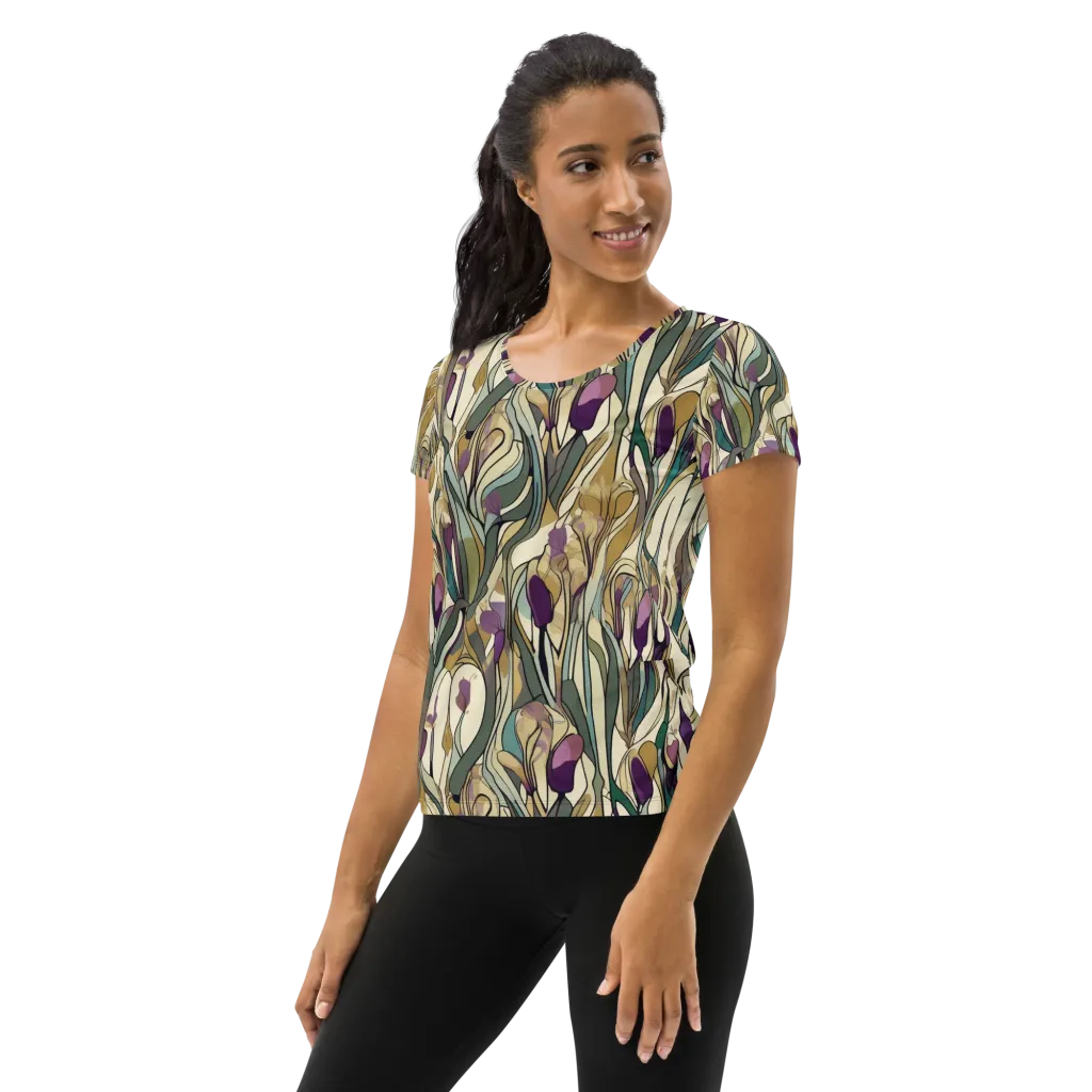 Iris Nocturne on Women's Athletic T-Shirt — Left