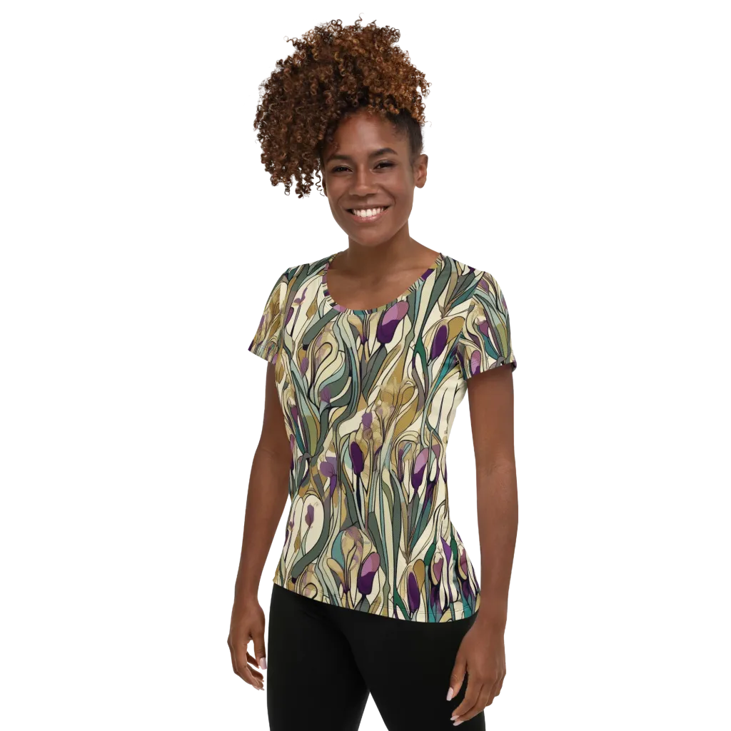 Iris Nocturne on Women's Athletic T-Shirt — Left