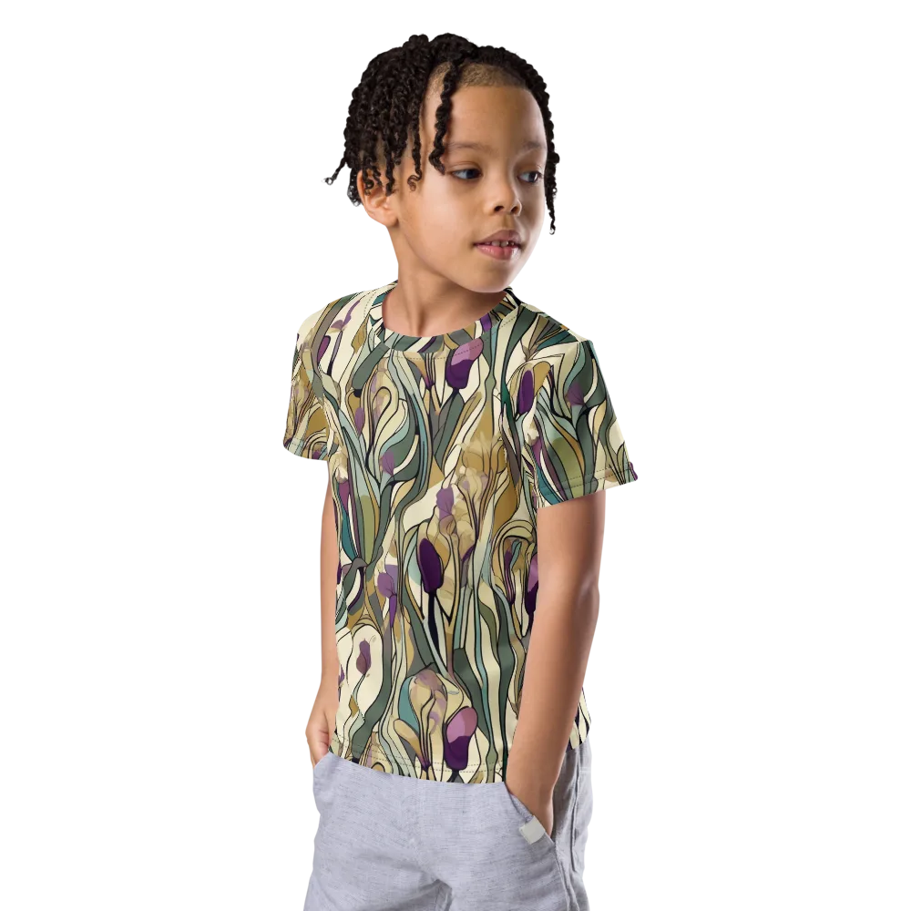 Iris Nocturne on Kids Crew Neck T-Shirt — Left Front