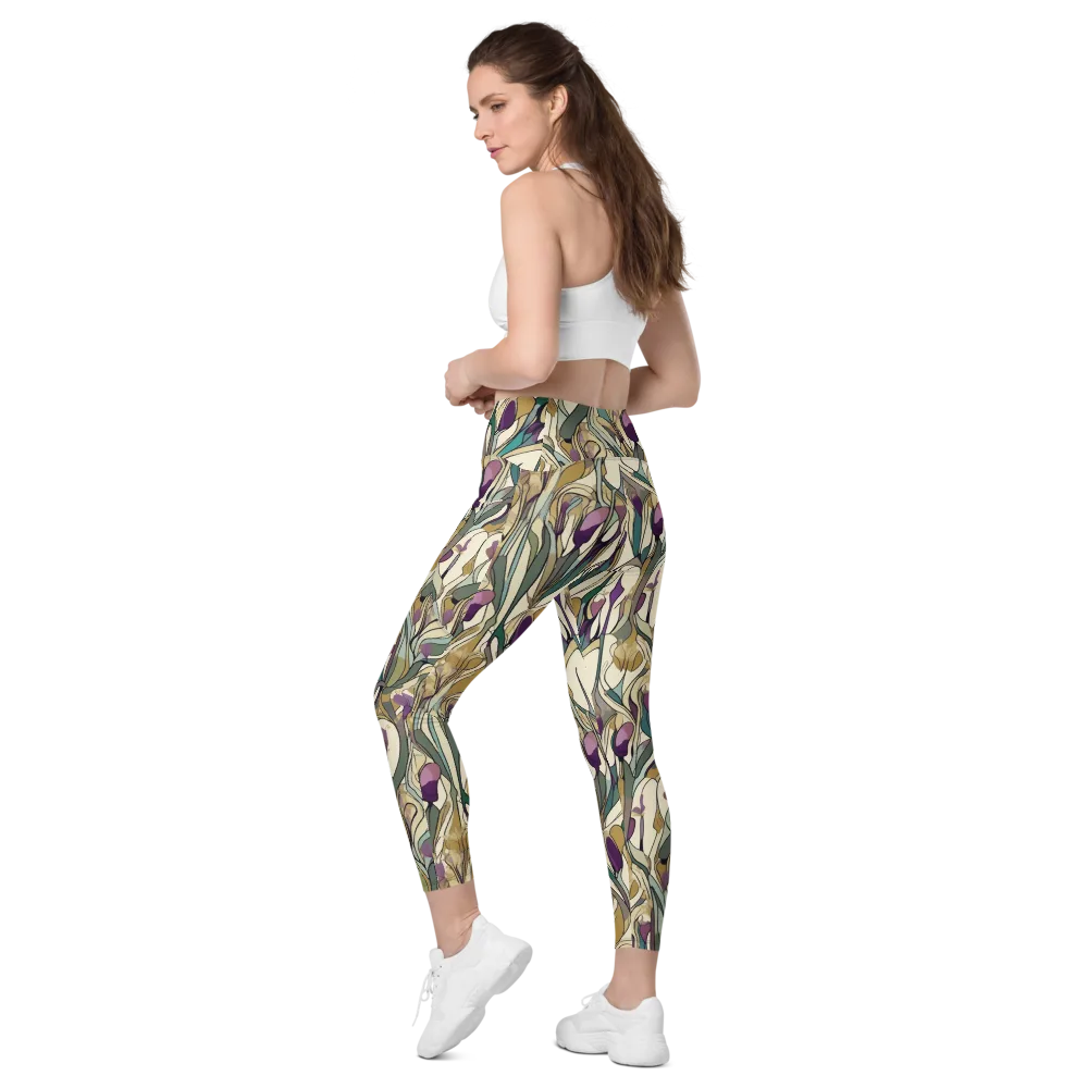 Iris Nocturne on Leggings with Pockets — Left Back