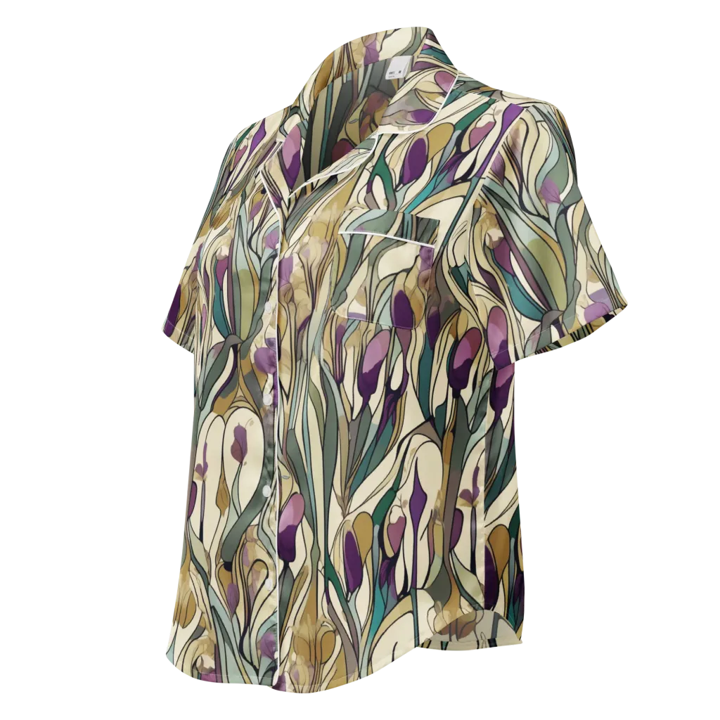 Iris Nocturne on Women's Short Sleeve Pajama Top — Left Front