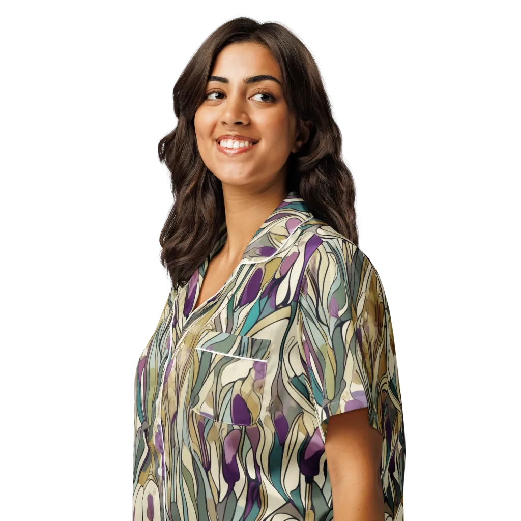Iris Nocturne on Women's Short Sleeve Pajama Top — Left Front