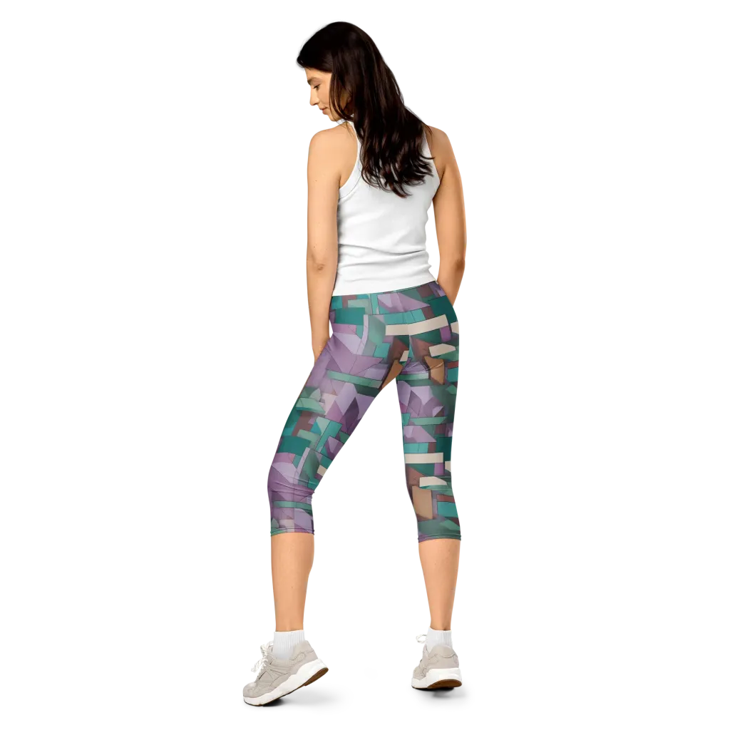 Pastel Circuit on Capri Leggings — Back