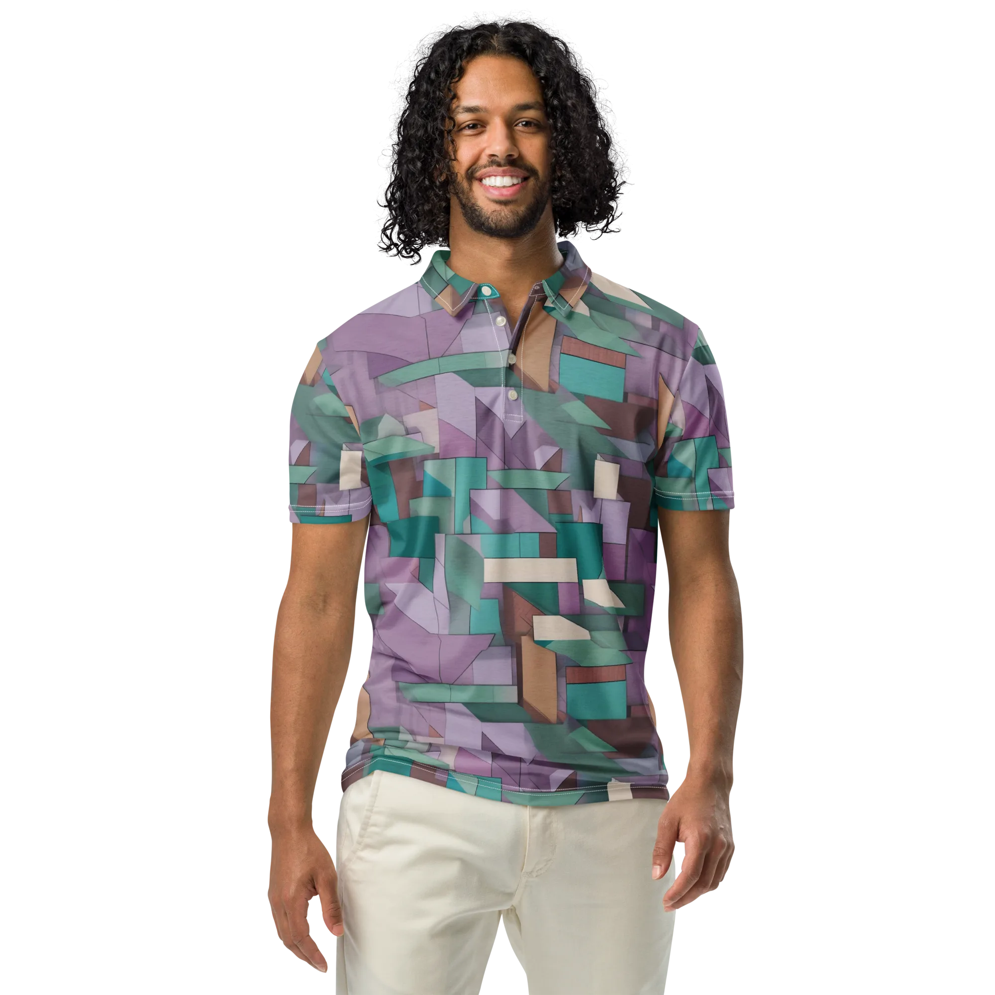 Pastel Circuit on Men's Slim Fit Polo Shirt — Front
