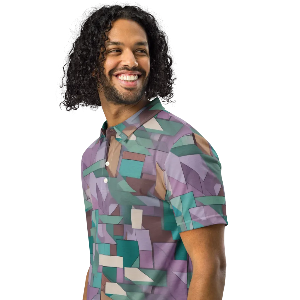 Pastel Circuit on Men's Slim Fit Polo Shirt — Left Front