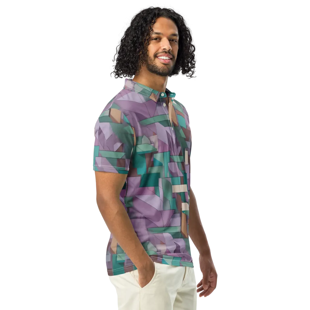 Pastel Circuit on Men's Slim Fit Polo Shirt — Right Front