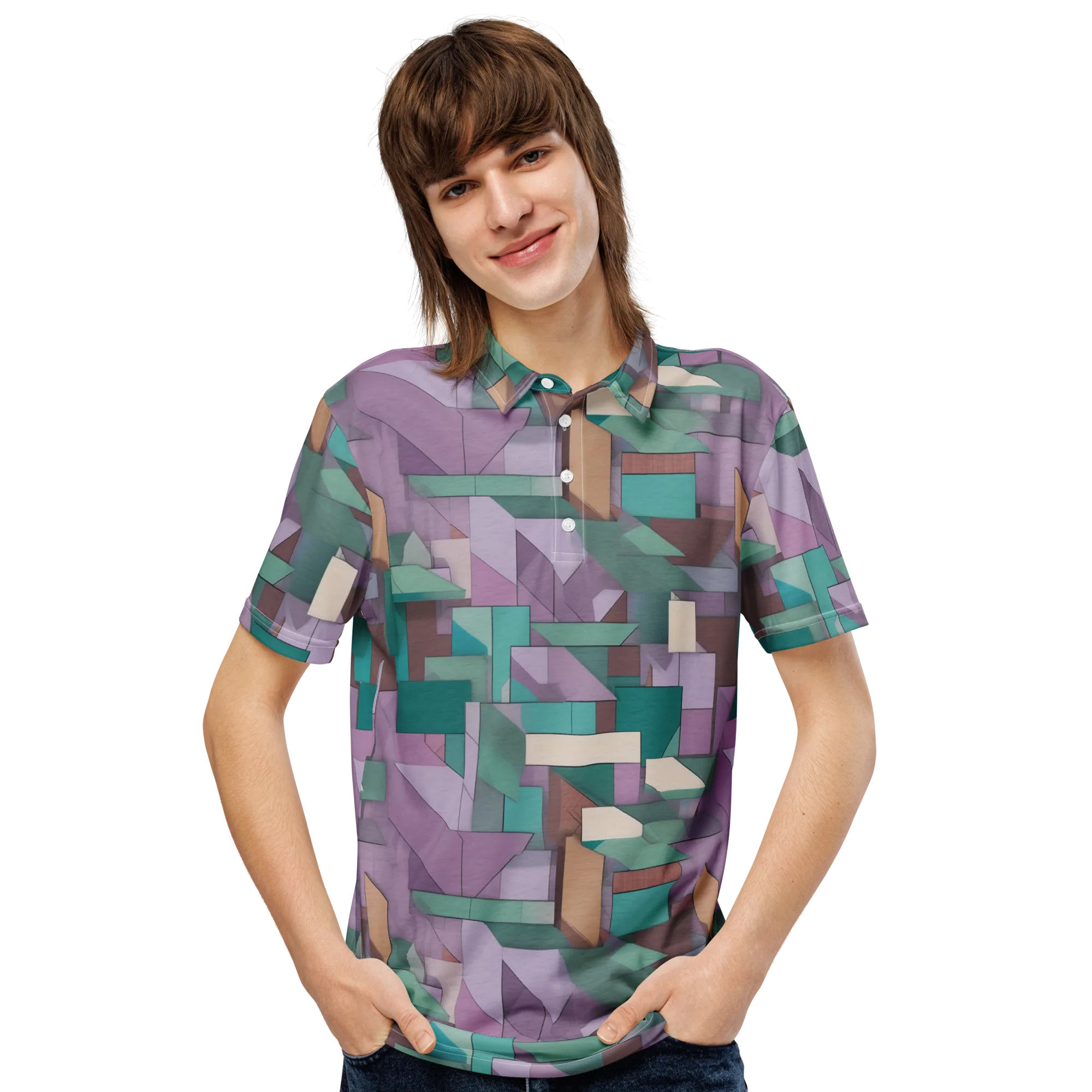 Pastel Circuit on Men's Slim Fit Polo Shirt — Front