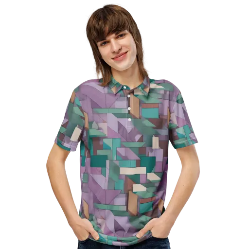 Pastel Circuit on a Men's Slim Fit Polo Shirt