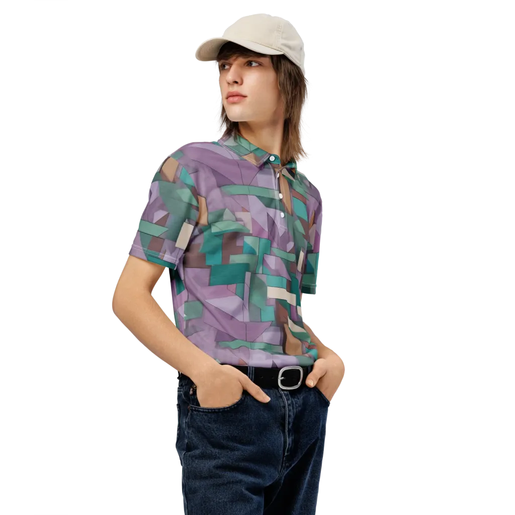 Pastel Circuit on Men's Slim Fit Polo Shirt — Right Front