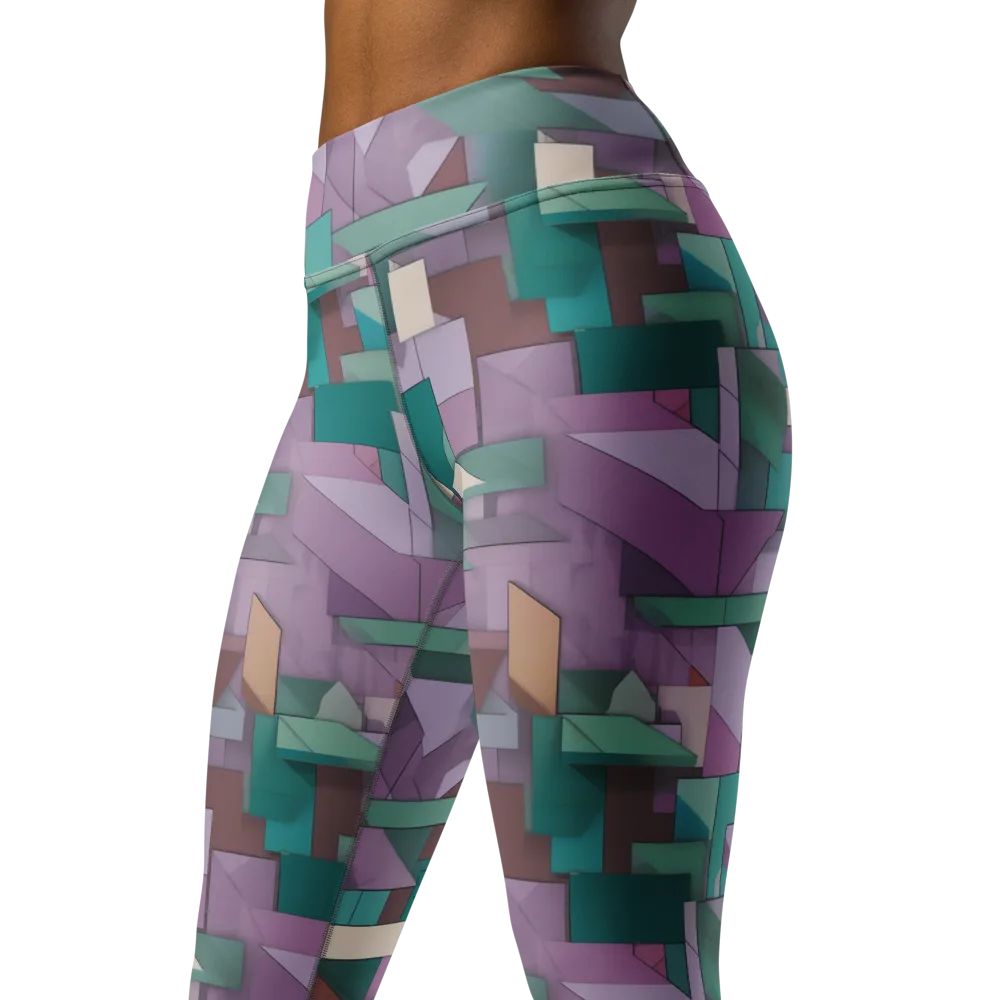 Pastel Circuit on Yoga Leggings — Left Front