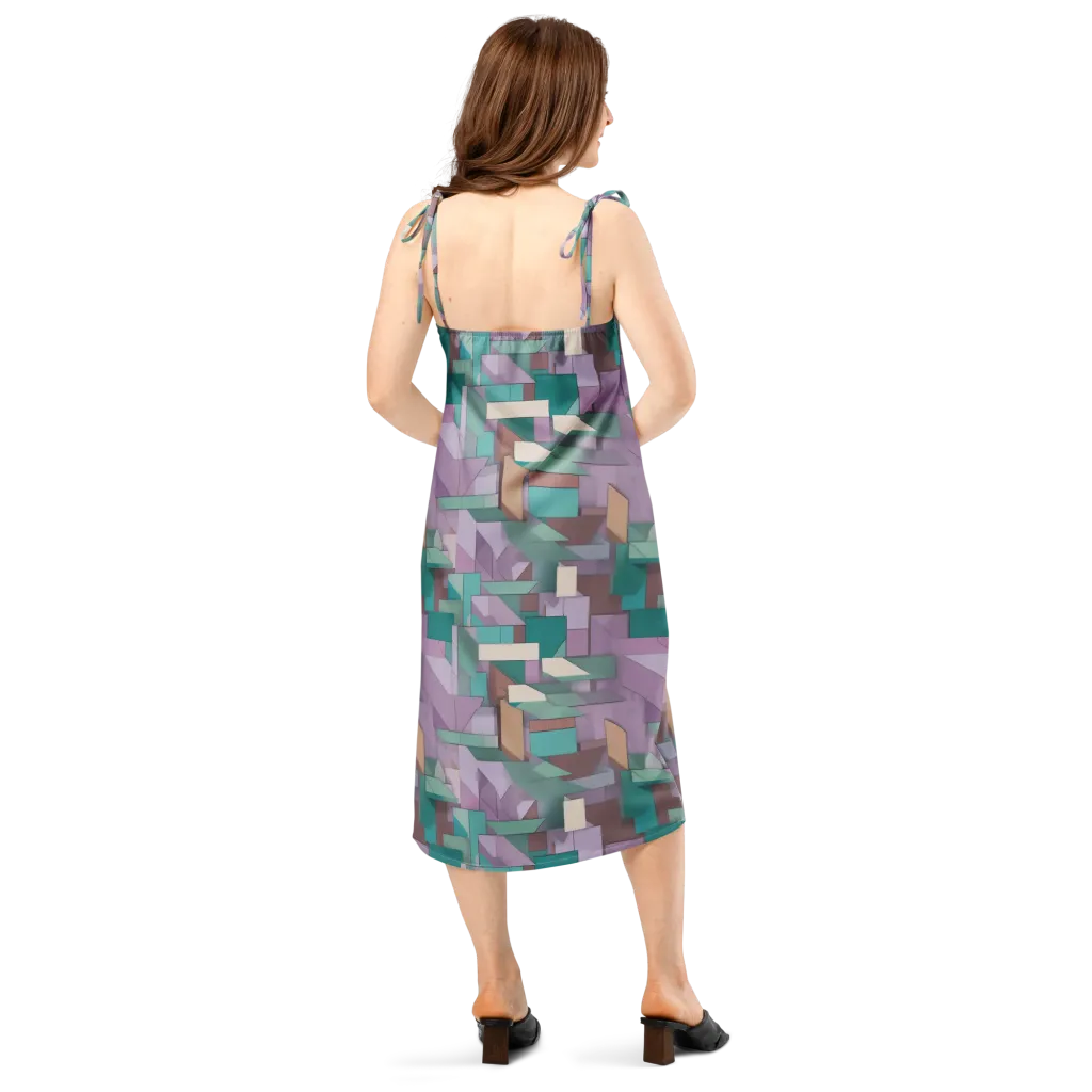 Pastel Circuit on Slip Dress — Back