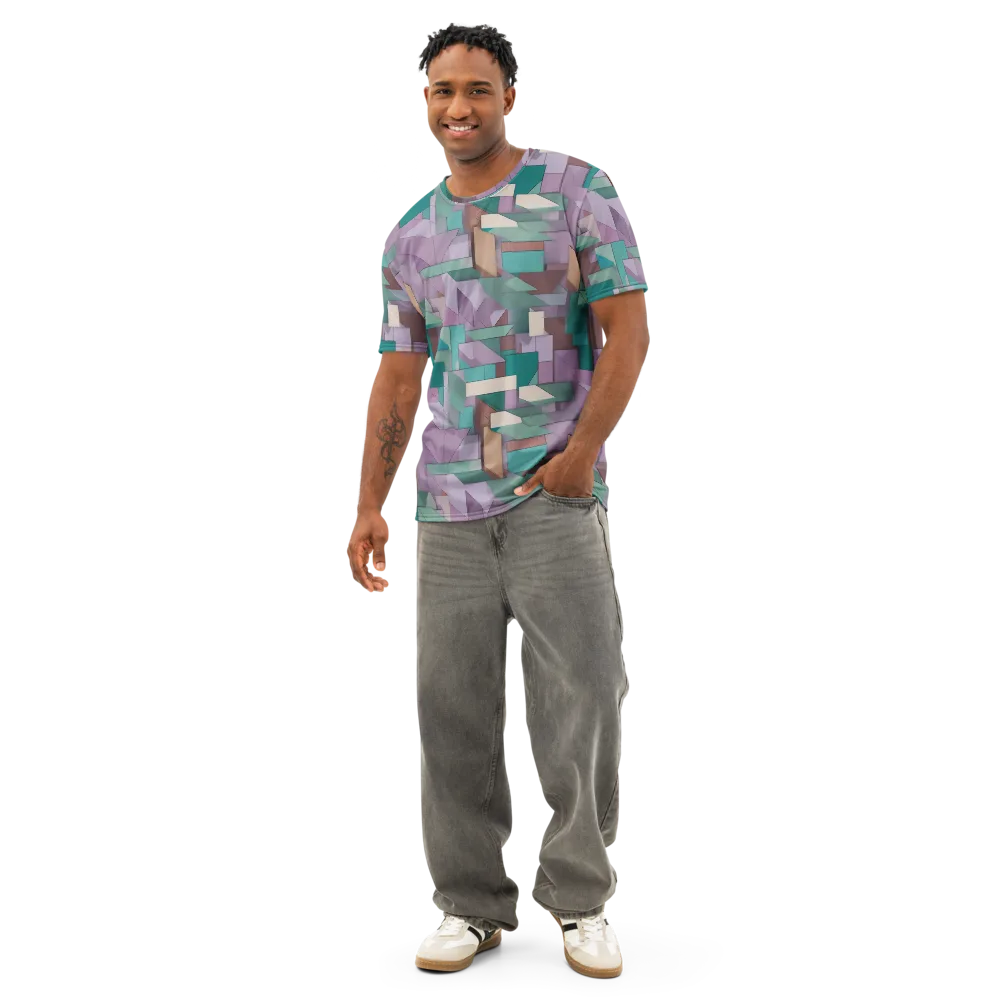 Pastel Circuit on Men's Cotton Crew Neck T-Shirt — Front