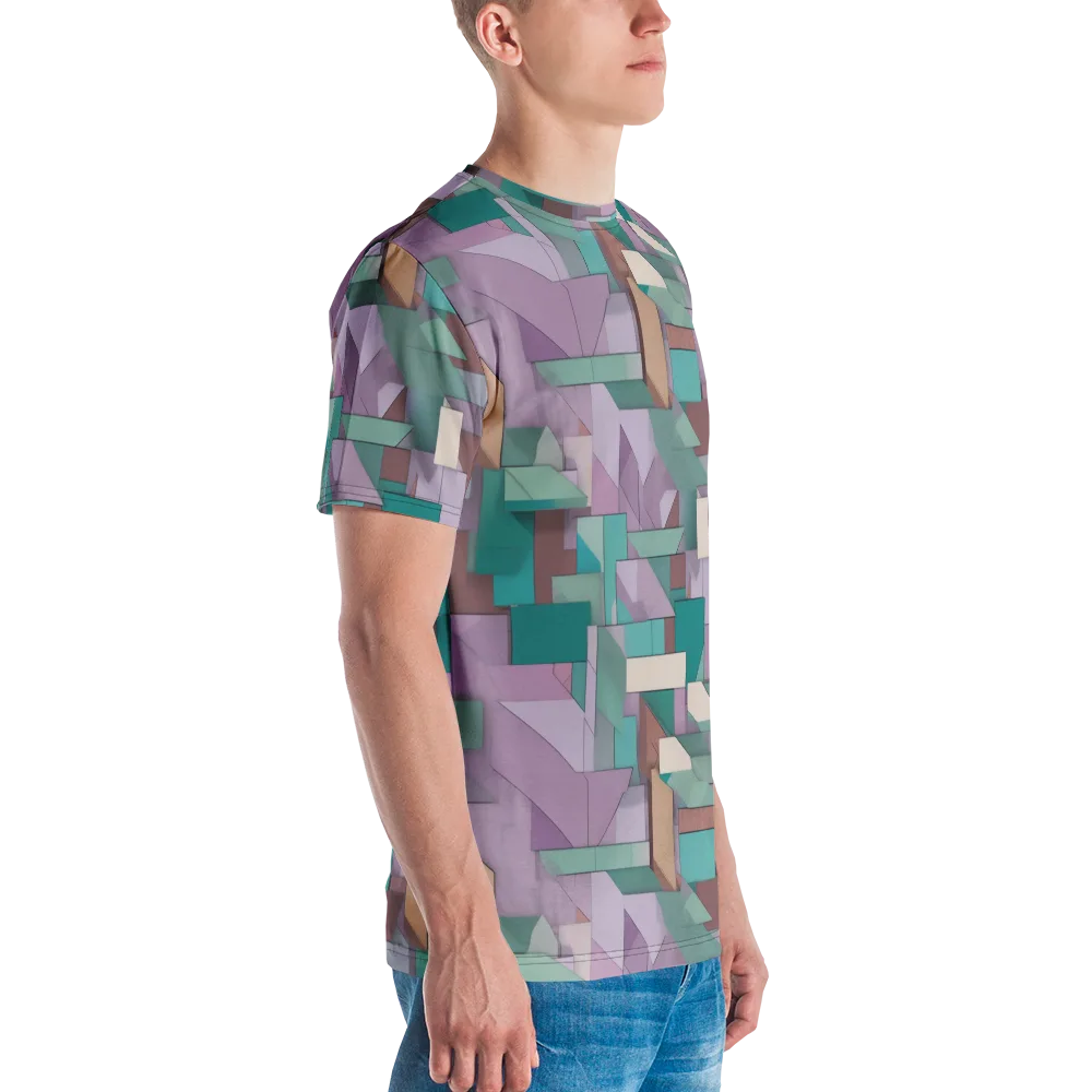 Pastel Circuit on Men's Crew Neck T-Shirt — Right