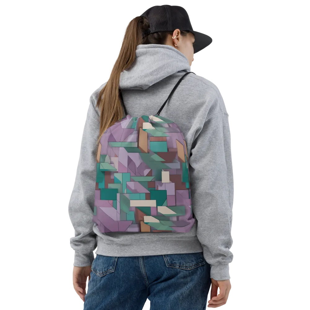 Pastel Circuit on Drawstring Bag — Front