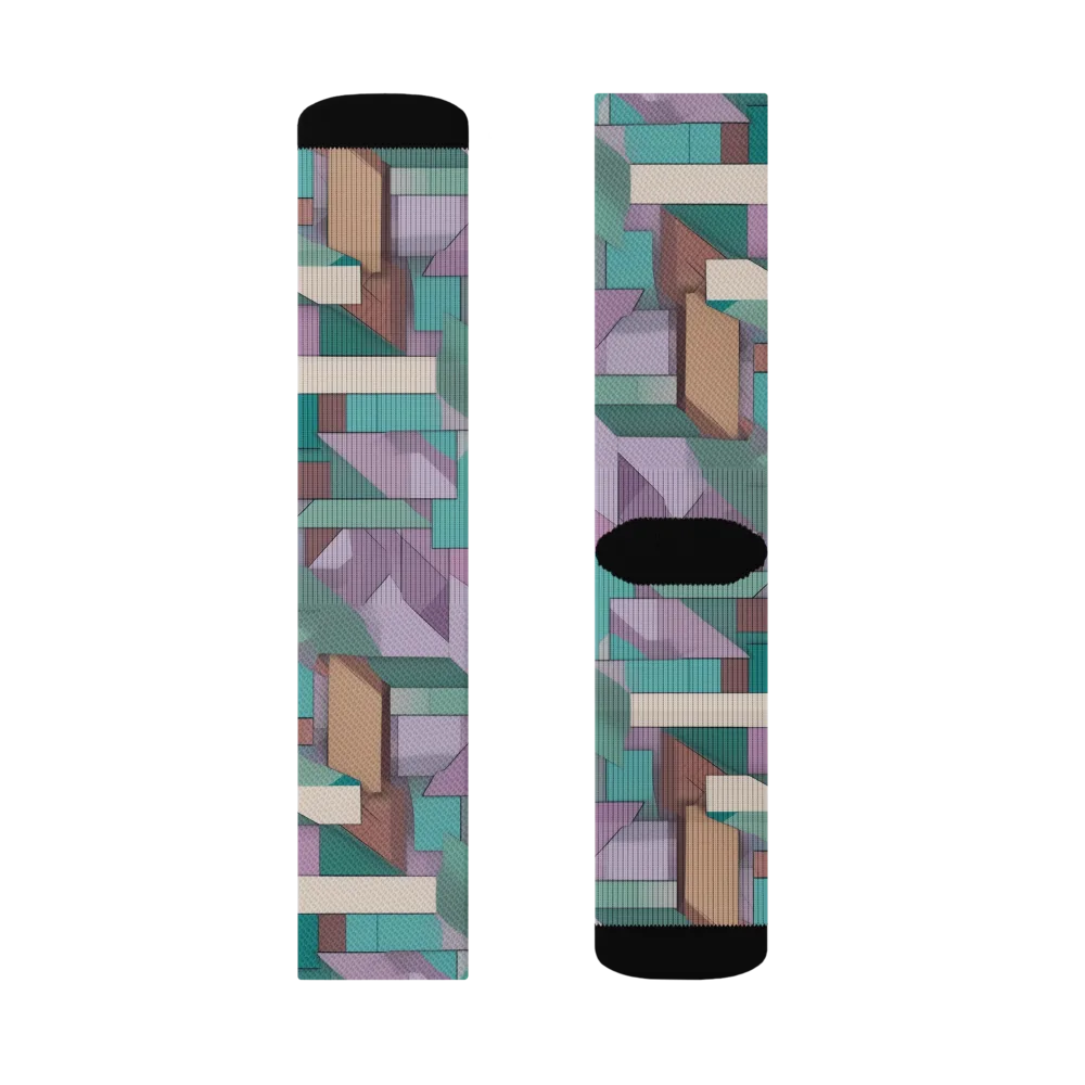 Pastel Circuit on Socks — Left Sock