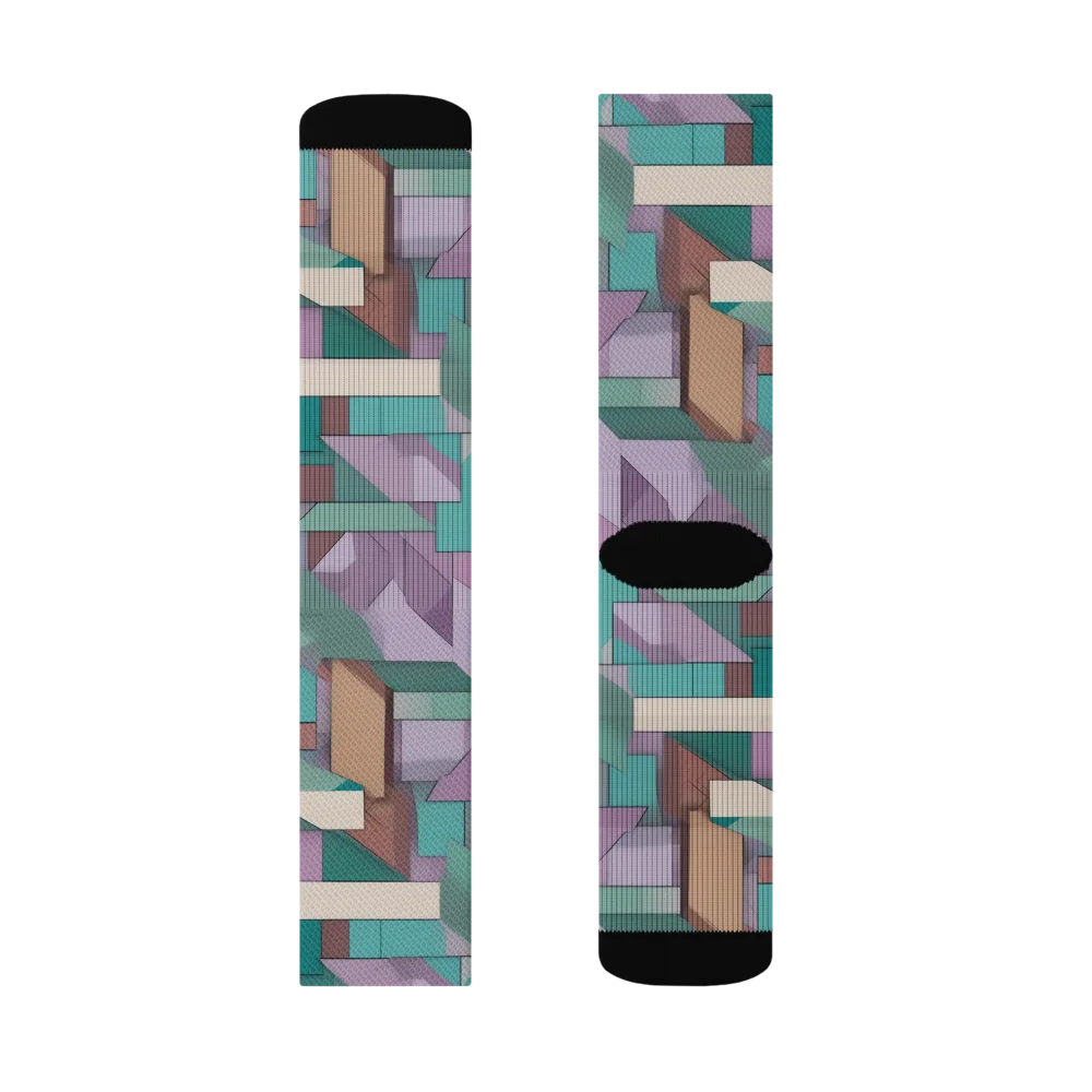 Pastel Circuit on Socks — Right Sock