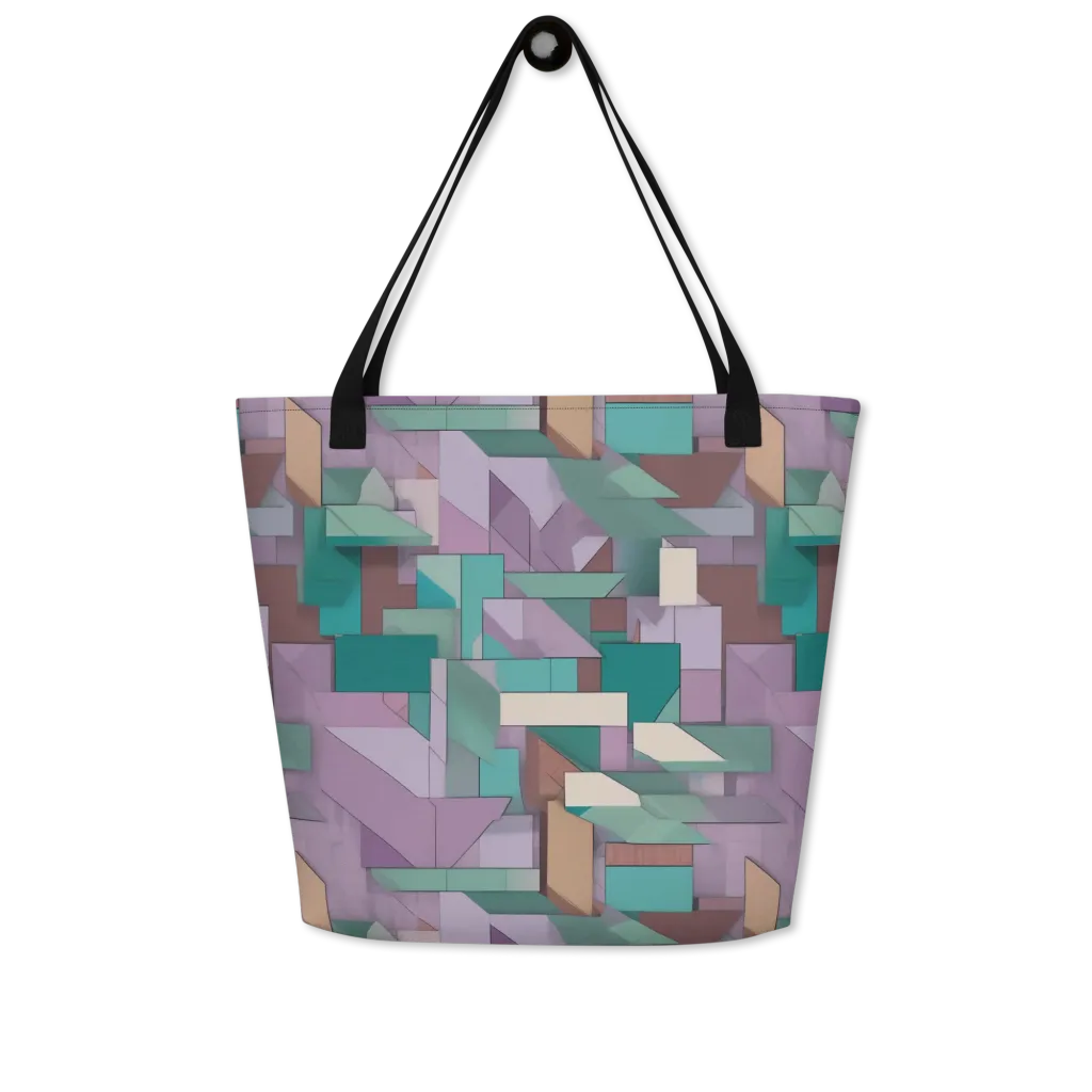 Pastel Circuit on Large Tote Bag W/ Pocket — Front