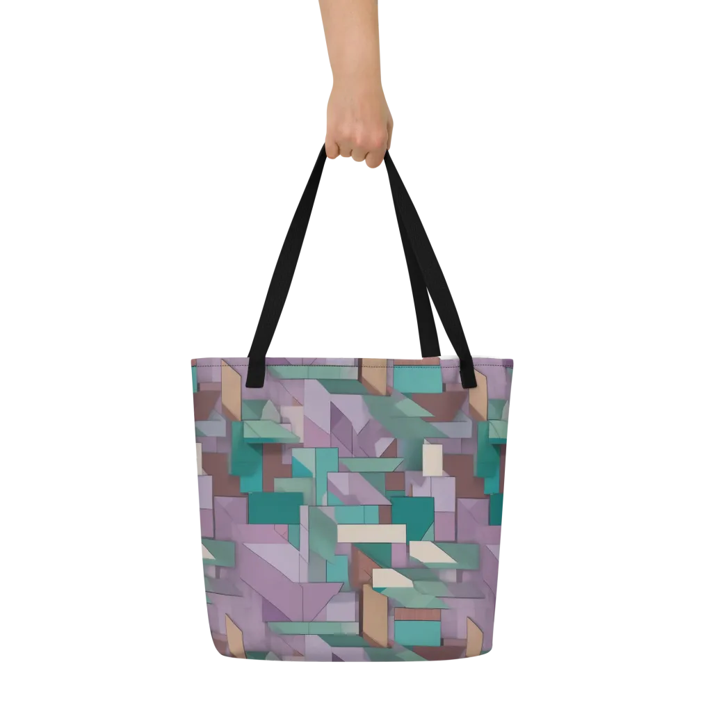 Pastel Circuit on Large Tote Bag W/ Pocket — Front