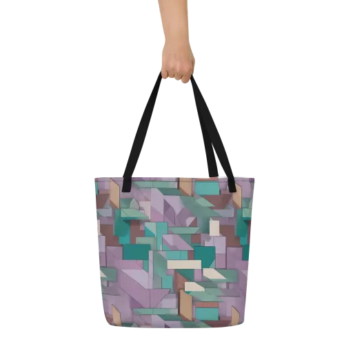 Pastel Circuit on a Large Tote Bag W/ Pocket