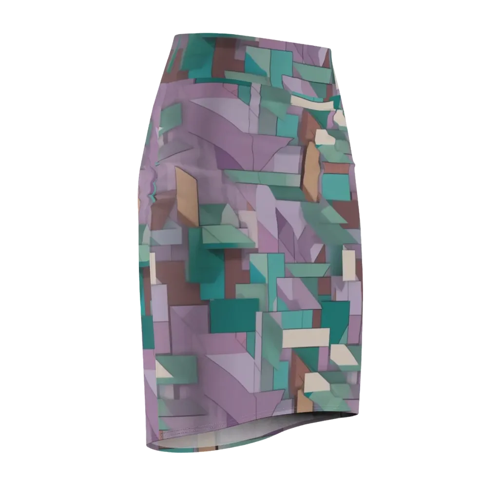 Pastel Circuit on Pencil Skirt — Front Side
