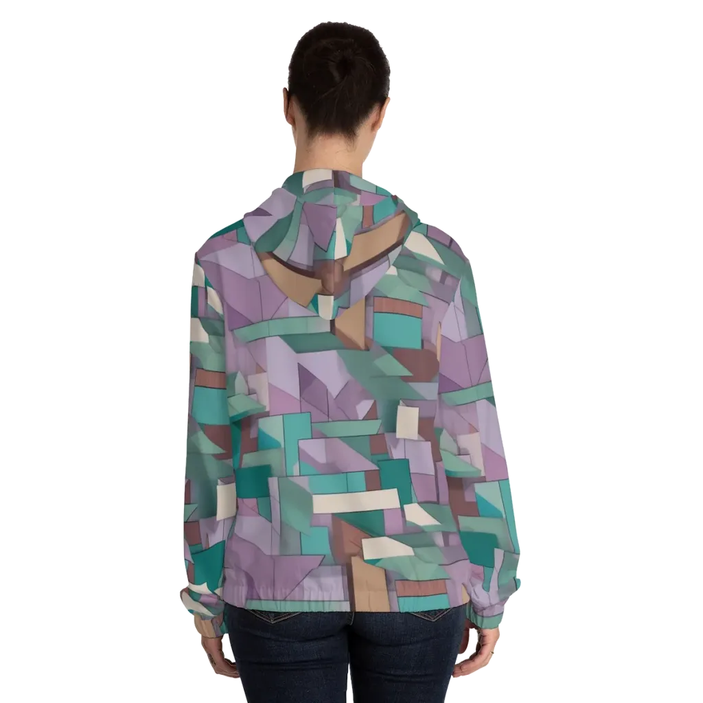 Pastel Circuit on Women's Full-Zip Hoodie — Back On Person