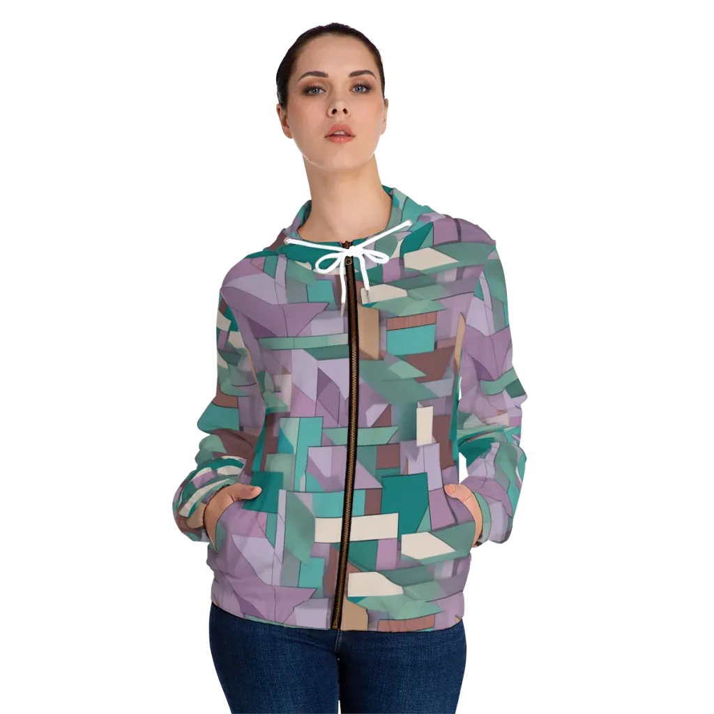 Pastel Circuit on Women's Full-Zip Hoodie — Front On Person