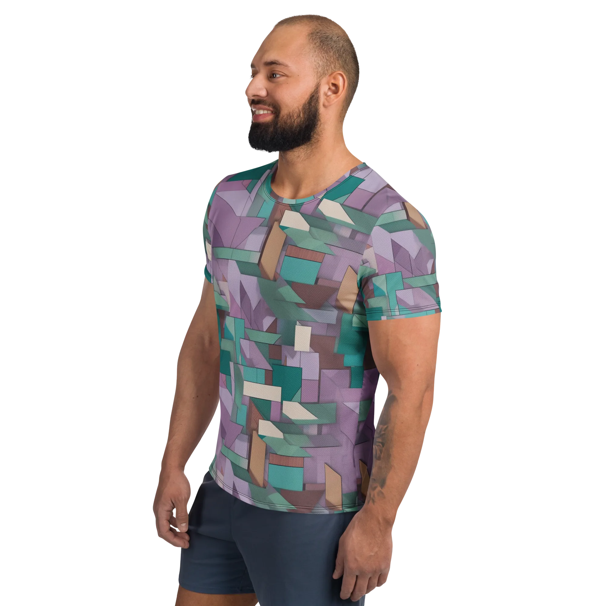 Pastel Circuit on Men's Athletic T-Shirt — Left