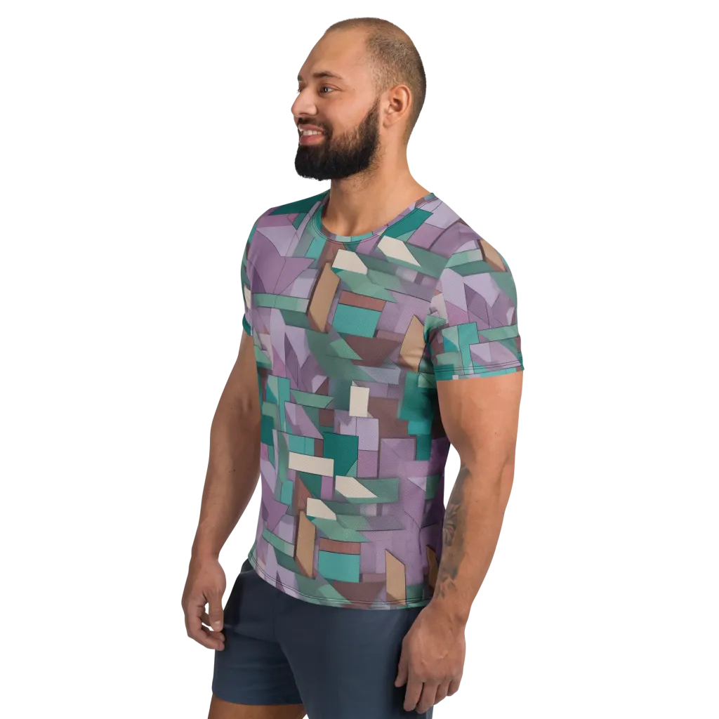 Pastel Circuit on Men's Athletic T-Shirt — Left