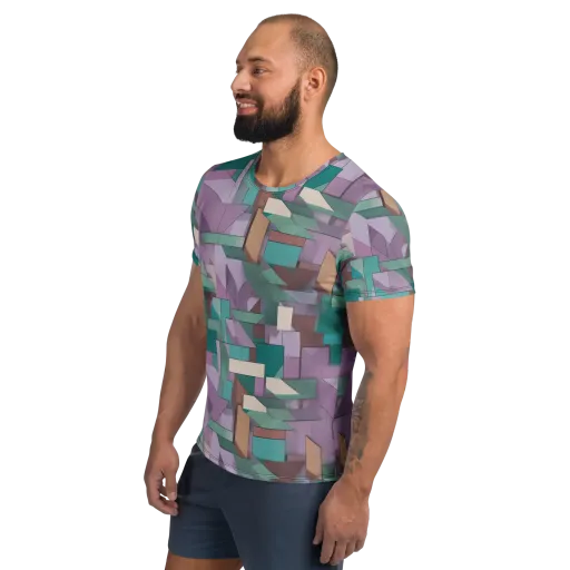 Pastel Circuit on a Men's Athletic T-Shirt