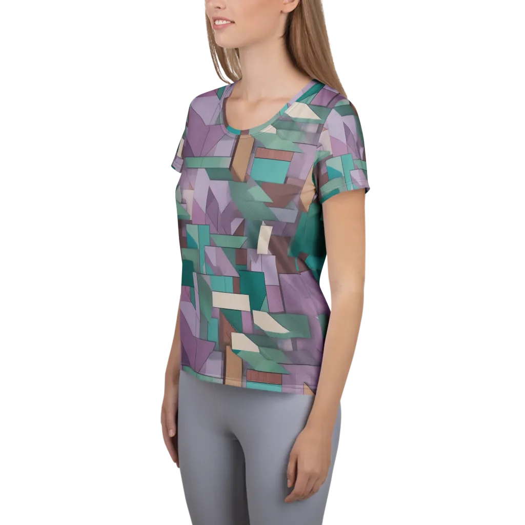 Pastel Circuit on Women's Athletic T-Shirt — Left