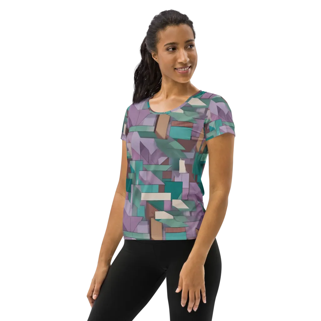 Pastel Circuit on Women's Athletic T-Shirt — Left